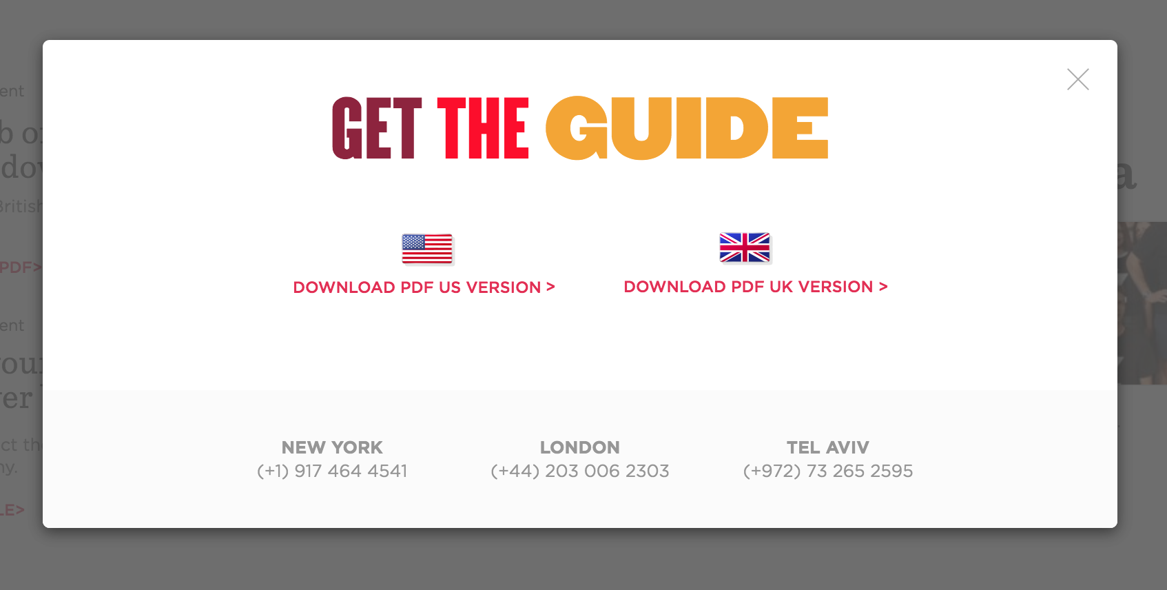 Get the HR Guide popup